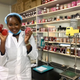 Tuikong visiting a cosmetics lab in Guangzhou, China.